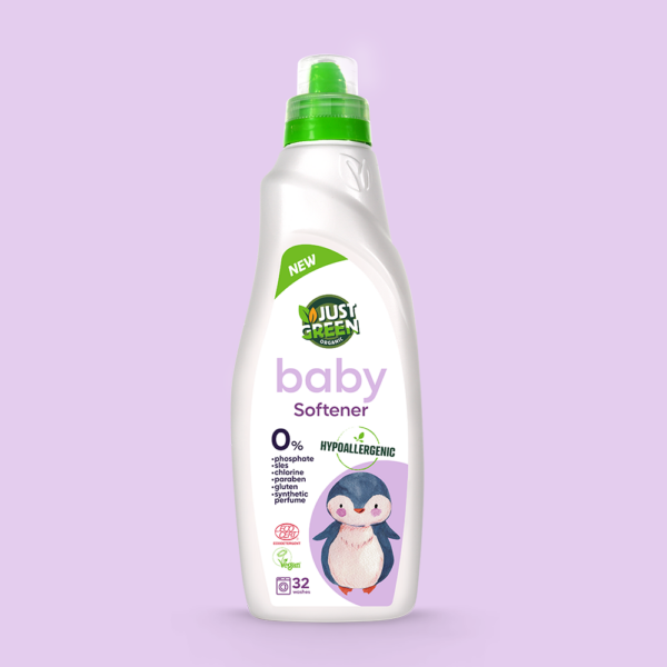 Βρεφικό Μαλακτικό Ρούχων Just Green Organic με Αιθέριο Έλαιο Λεβάντας – 1 L | 32 Πλύσεις
