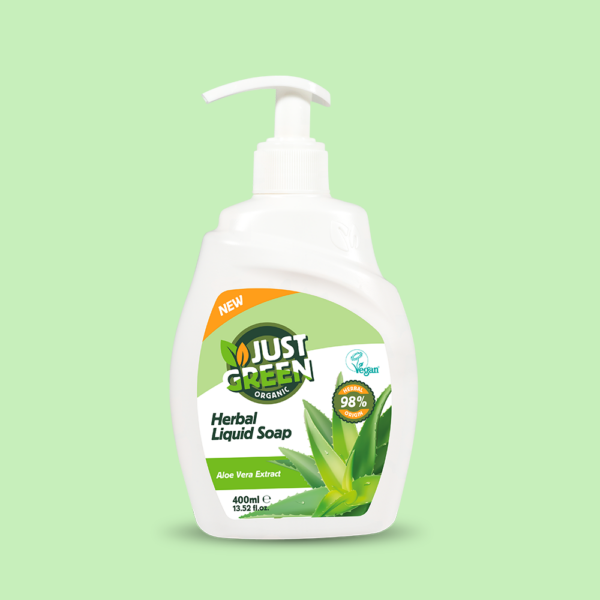 Υγρό Σαπούνι Χεριών Just Green Organic με Αλόη Βέρα – 400 ml