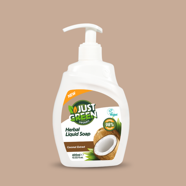 Υγρό Σαπούνι Χεριών Just Green Organic με Έλαιο Καρύδας – 400 ml